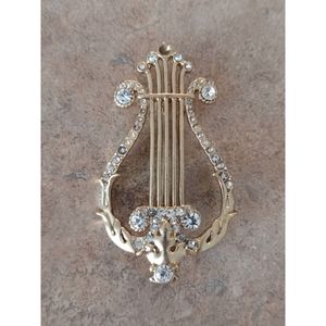Monet Vintage Ancient Harp Golden Brooch